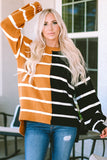 Stripe Oversized Contrast Printed Dropped Shoulder Top