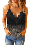 Gradient Leopard Lace V Neckline Tank Top