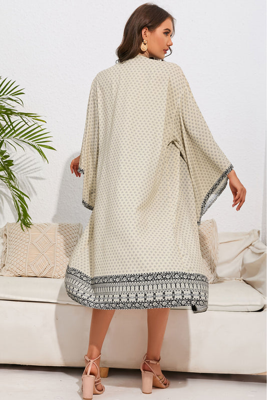 Retro Boho Printed Duster Beach Cover up