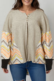 Plus Size Chevron Sleeves Top