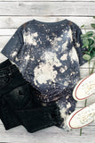 Tie Dye Bleached Round Neck Short Sleeve T-shirt