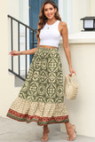 Boho Patchwork Pattern A-line Maxi Skirt