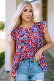 Floral Print Ruffle Tiered Short Sleeve Babydoll Top