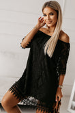 Round Neck Short Sleeve Loose Lace Dress