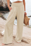 Pink Textured High Waist Wide Leg Plus Size Pants