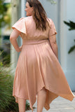 Wrap V Neck Plus Size Handkerchief Dress