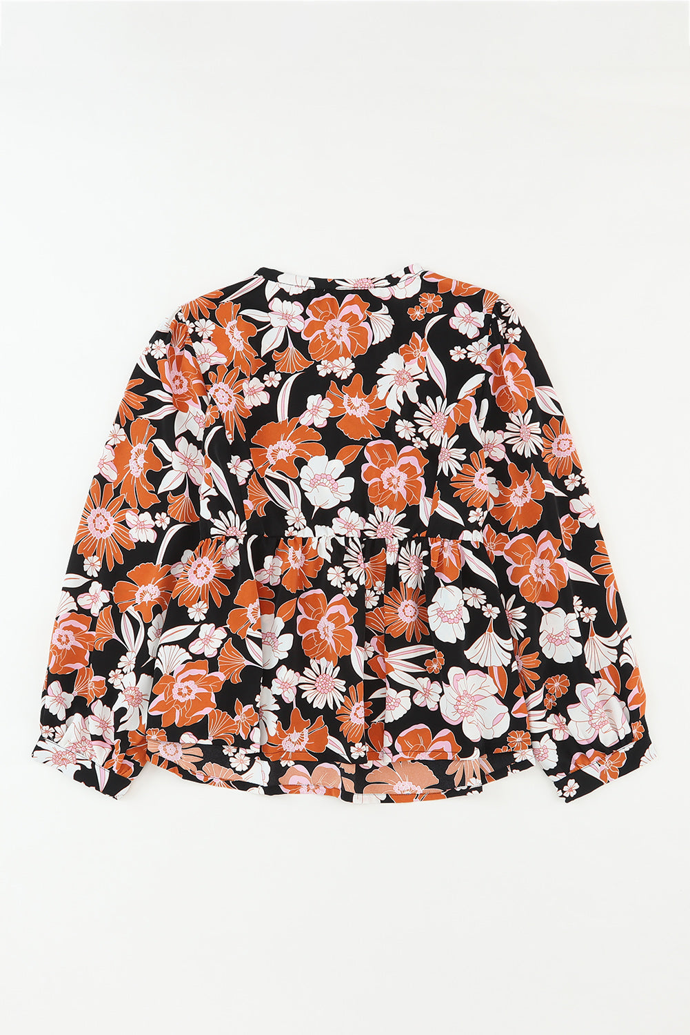 Floral Print 3/4 Sleeve Babydoll Blouse