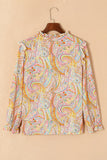 Paisley Print Ruffled Trim Boho Shirt