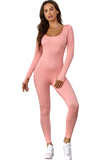 Scoop Neck Long Sleeve Seamless Yoga Jumpsuit