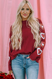 Red Solid Color Patchwork Long Sleeve Top