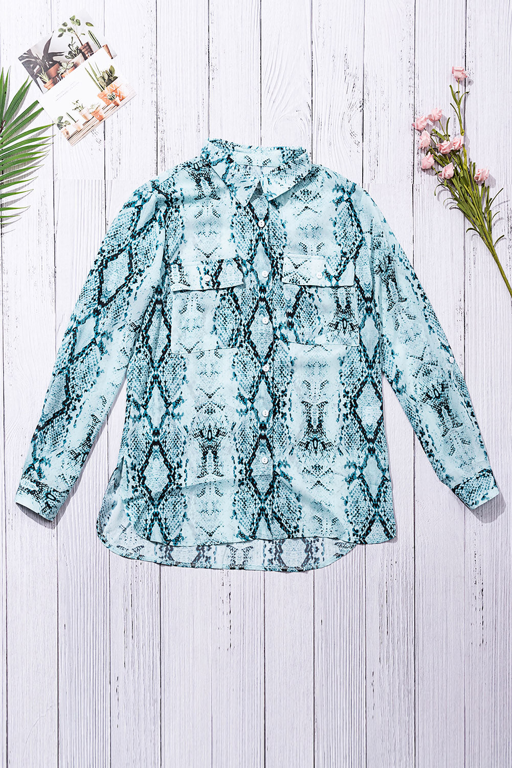 Wild Snake Print Shirt with Pockets