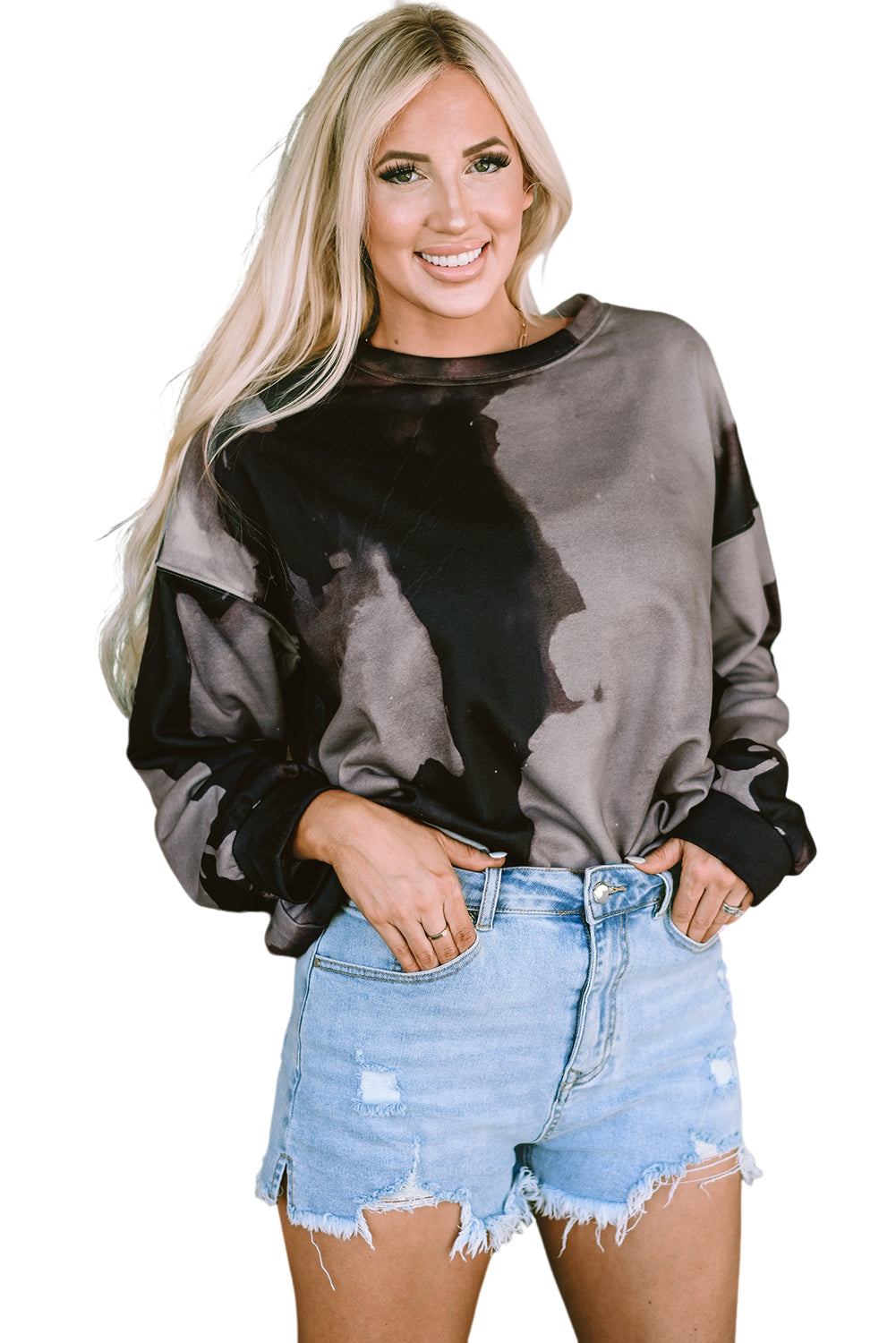 Tie-Dye Round Neck Pullover Sweatshirt