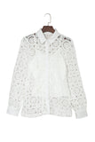 Crochet Lace Hollow-out Turn-down Collar Shirt