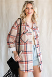 Chest Pockets Buttoned Oversized Plaid Shacket