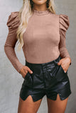 Puff Sleeve Suede Bodysuit