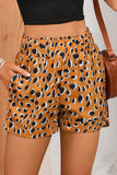 Leopard Print Ruffle Elastic Waist Shorts