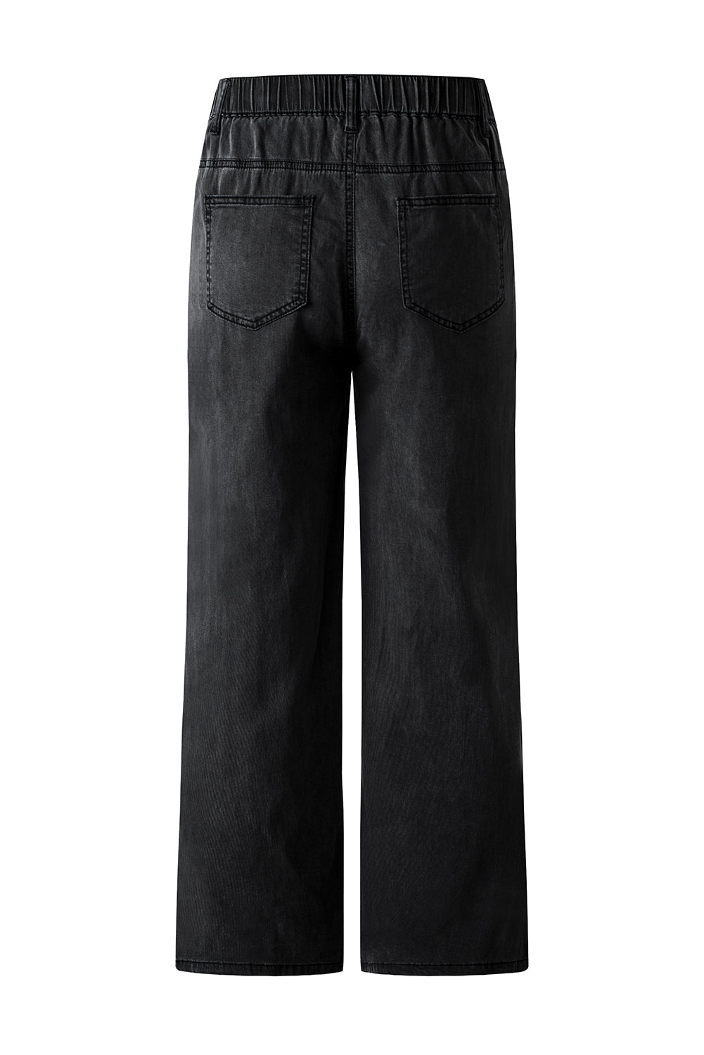 Pantalon en denim doux noir à jambe large en Tencel