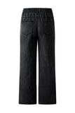 Pantalon en denim doux noir à jambe large en Tencel