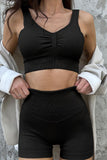 Plain Ribbed V Neck Sports Bra