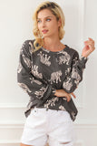 Black Cheetah Animal Print Button Up Satin Shirt