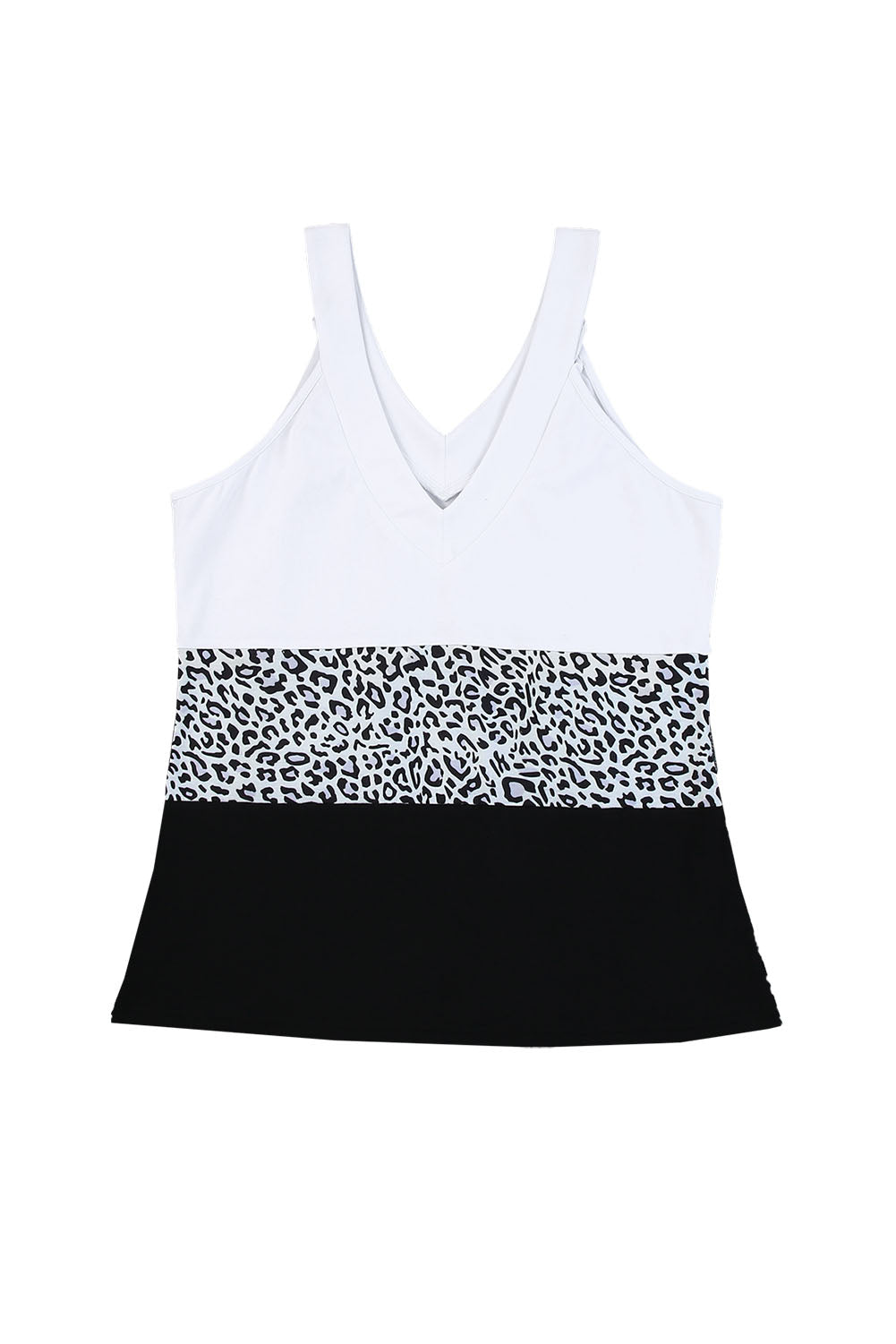 Leopard Print Contrast V-Neck Tank Top