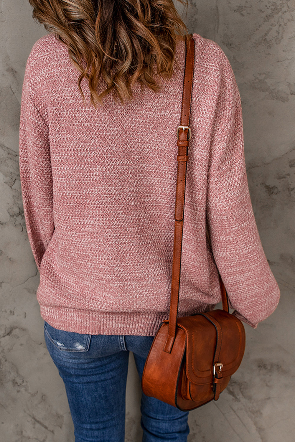 Subtle Heather Knit Bishop Sleeve Sweater