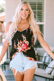 Floral Print Adjustable Spaghetti Strap V Neck Tank Top