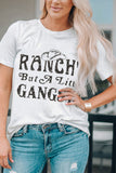 Western Slogan Letter Print Short Sleeve T Shirt