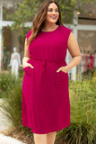 Ruffled Drawstring High Waist Sleeveless Plus Size Midi Dress