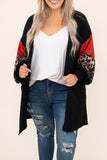 Leopard Color Block Sleeve Plus Size Cardigan