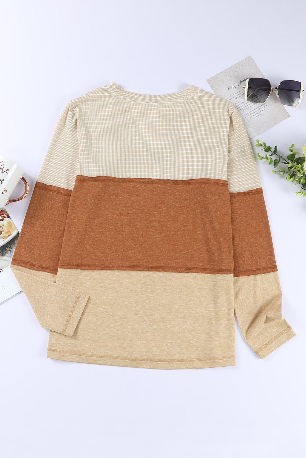 Striped Color Block Henley Top