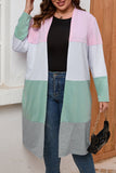 Plus Size Colorblock Open Front Cardigan