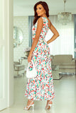 Boho Floral One-Shoulder Sleeveless Pleated Maxi Dress