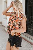 Floral Flutter Sleeves Square Neck Blouse