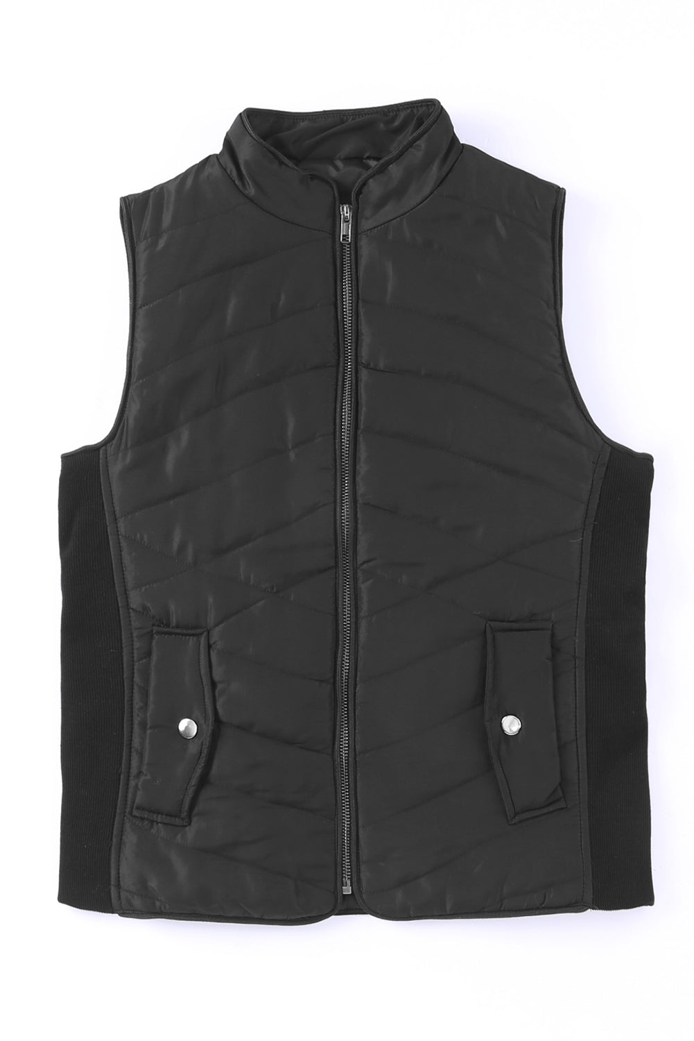 Zip-up Side Pockets Puffer Vest