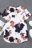 Cow Pattern Print Short Sleeve V Neck T Shirt