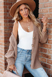 Buttoned Front Drop Shoulder Knitted Cardigan