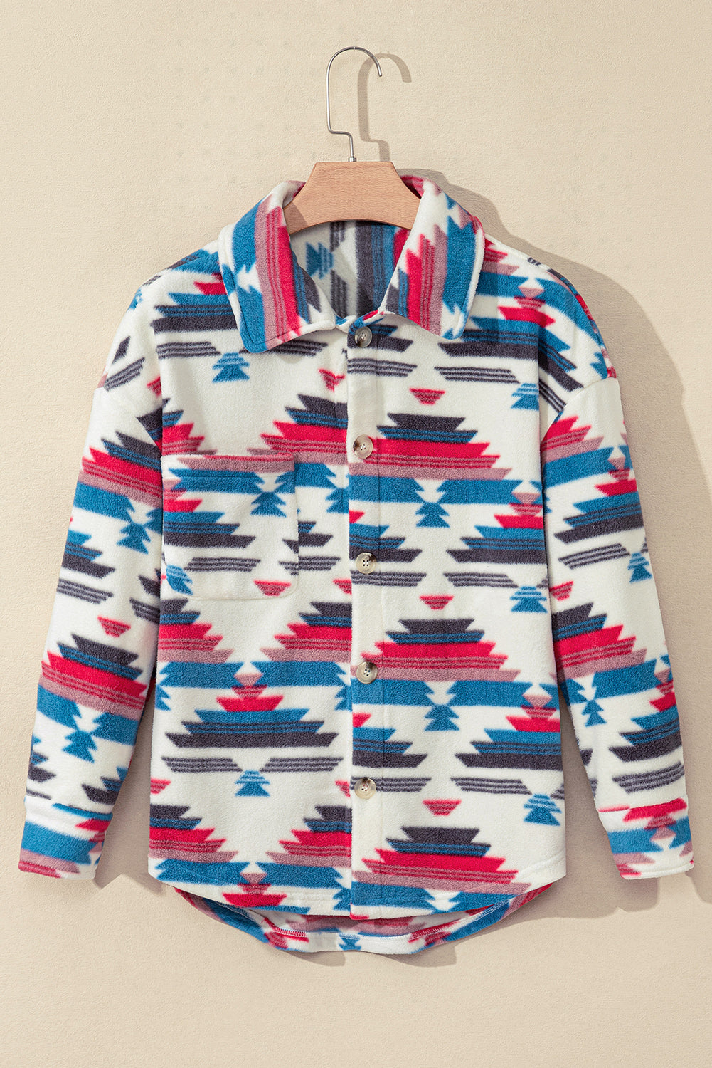 Aztec Print Button-up Turn Down Collar Shacket