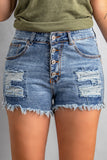 Short en denim vieilli taille moyenne Gypsy bleu ciel