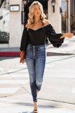 Solid Color Off The Shoulder Puff Sleeve Bodysuit