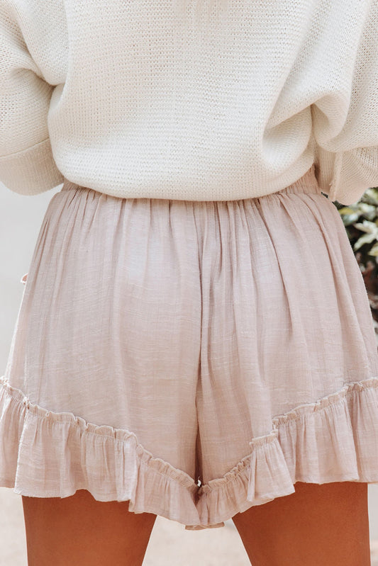 High Waist Frilled Wide Leg Casual Shorts