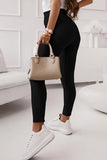 Zipper Ribbed Wide Waistband High Rise Leggings