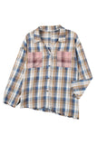 Plaid Pattern Asymmetric Buttons Shirt