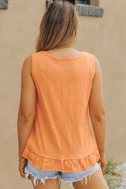 Ruffle Trim Sleeveless Top