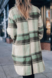 Brown Plus Size Plaid Flap Pockets Shacket