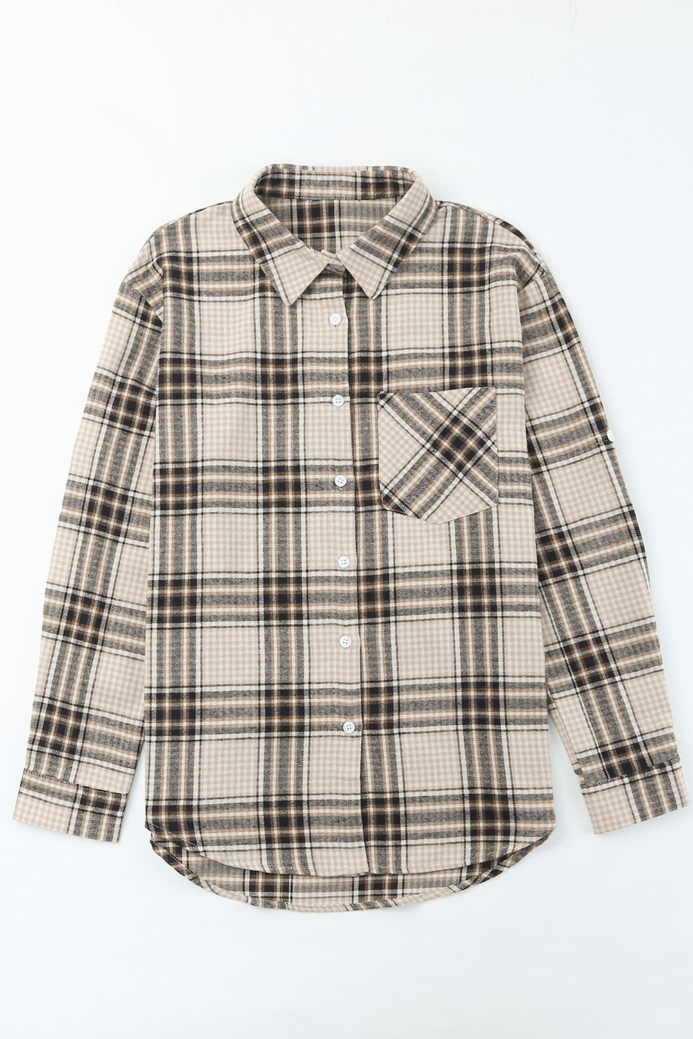 Chest Pocket Plaid Pattern Long Sleeve Shirt