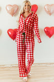 Light Green Christmas Plaid Print Shirt and Pants Pajama Set