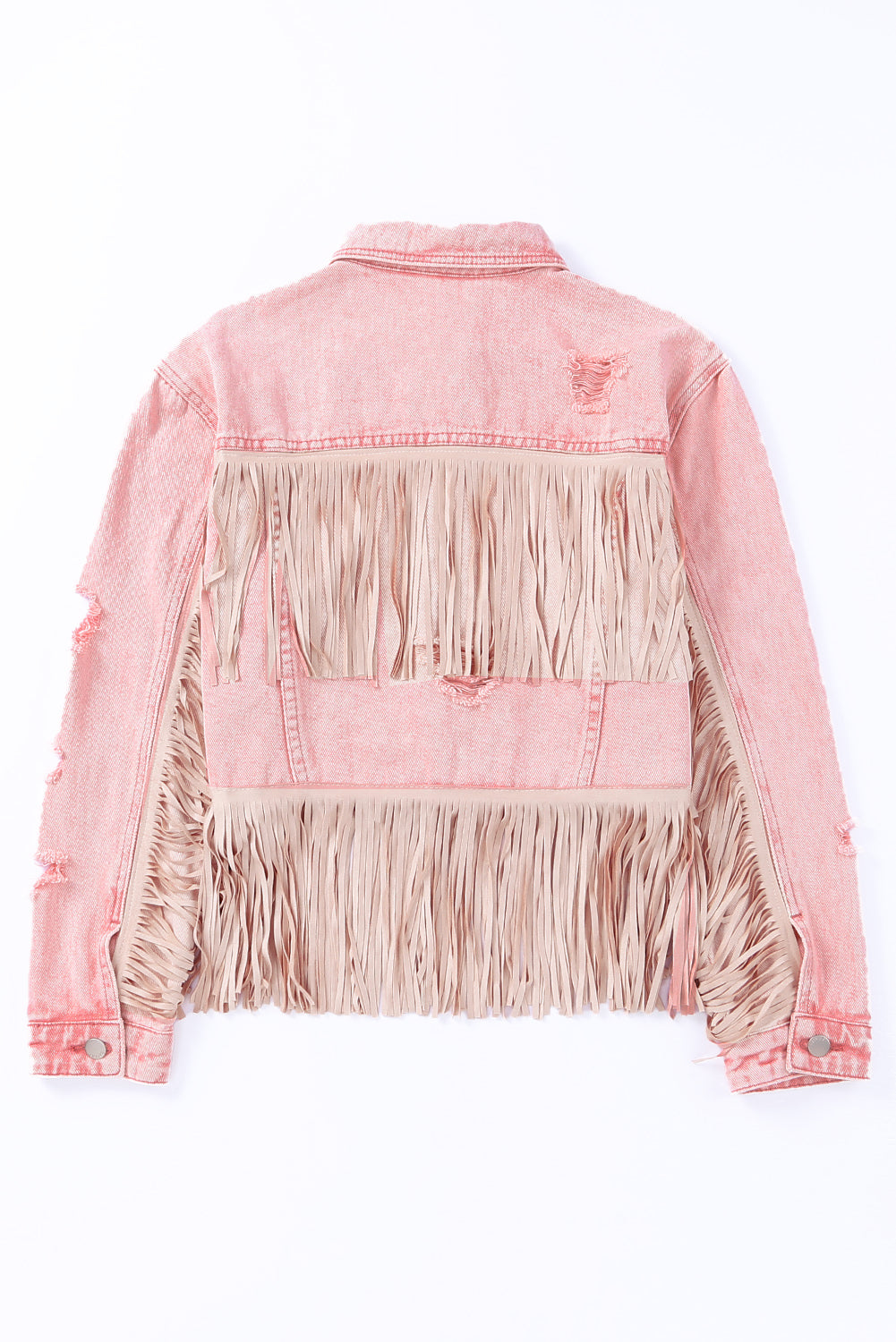 Distressed Fringed Cropped Denim Jacket