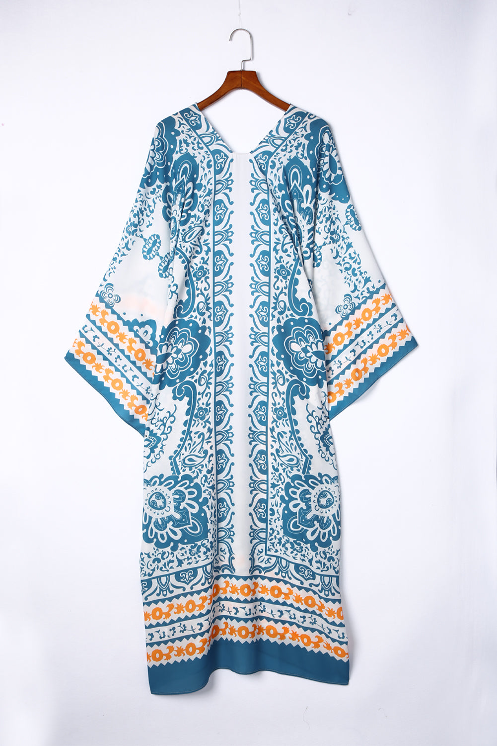 Paisley Mix Pattern Print Long Kimono