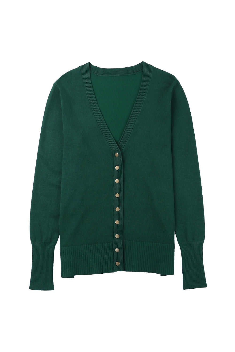 Lightweight Knit Ribbed Trim Snap Button Cardigan